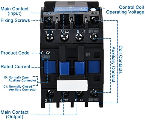 Контактор за променлив ток Baomain CJX2-1810 220V 50/60 Hz 660, В 18 Ампера 3 Фаза 3 Щифта БЕЗ DIN-рейки