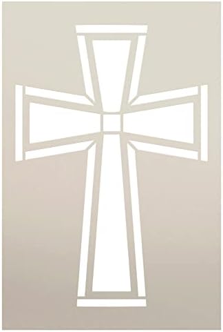 Шаблон с Очерченным Ъглови Кръст от StudioR12 | Християнски Символ Стена на изкуството | Занаят САМ Faith Home Decor | Раскрасьте