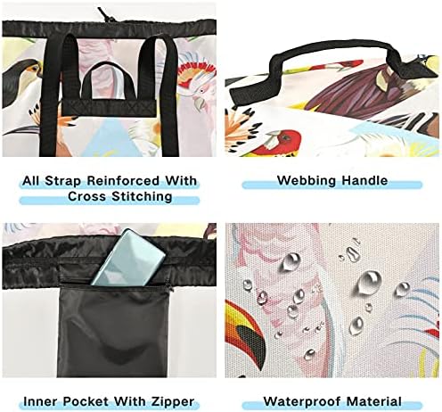 Чанта за дрехи с тропически птици, Тежка Раница за пране на дрехи с плечевыми ремъци и дръжки, Пътна чанта за дрехи с цип на