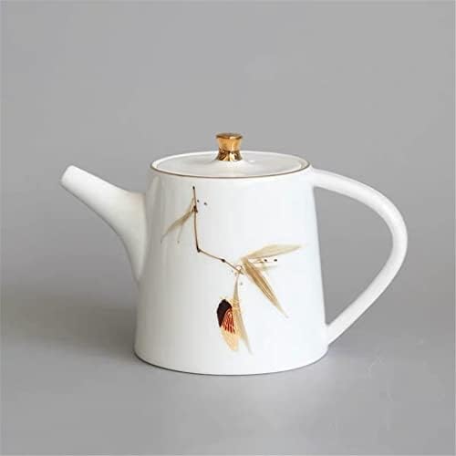 Чайник с бяла глазура LIUZH, керамична чаша ръчно изработени керамични кана с филтър, чайник, домакински съдове