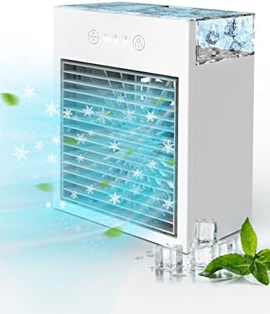 Мини-Климатик Birsppy, Преносим Настолен Охладител за въздух с 3 Скорости, 3 Режима на Овлажняване, Зареждане чрез
