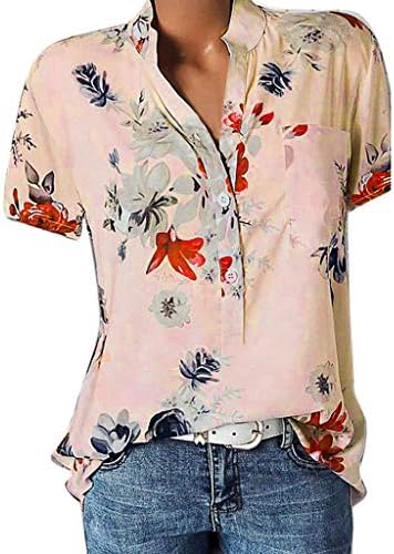 ZEFOTIM Цветни Потници за Жени 2023, Модерни Ежедневни Ризи с Копчета с Дълъг/Къс ръкав, Блуза