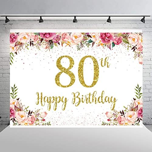 Ticuenicoa 7 ×5 метра на Фона на 80-ия рожден Ден на Жени, Розово Цвете, Златни Точки, Фон За Снимки, Цветя Банер За Възрастни,