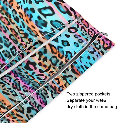 Модни Цветни чанти Kigai с Леопардовым принтом за Влажна Сушене Детски Филтър Пелени, да Пере Пътни Чанти за Плаж, Басейн, Спортна Чанта за Бански и Мокри дрехи, от 2 оп?