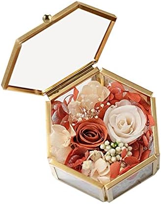 Малък Стъклен Ковчег За Бижута Златна Геометрична Декоративна Кутия за Пръстен, Обеци Дисплей Шестоъгълен Кутия Памет за Сватба,