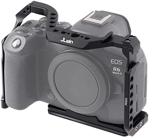Клетка за камера Foto4easy за Canon EOS R6 Mark II, клетка от алуминиева сплав R6II с Быстроразъемной плоча Arca-Swiss Студен обувки и отвор за винта на 1/4 и 3/8 за микрофон, монитор, led осв