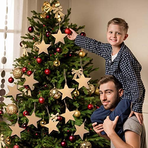 Blulu 100 Бр. Коледни Дървени Орнаменти Звезда Кръгли Дървени Парчета Дърво Снежинка Ангел Формата на Коледно Дърво