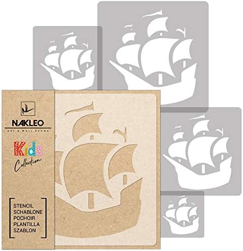 NAKLEO 5 бр. за Многократна употреба Пластмасови Листове - Кораб, Пират Corsair - от 13,4 до 3,5 - Шаблон За детска живопис,