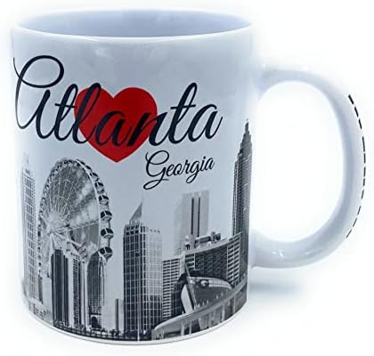 Aeisage Atlanta Чаша 11 грама Керамична Чаша Джорджия Спомен Любов Атланта силуета на Червено Сърце Бяла утайка от