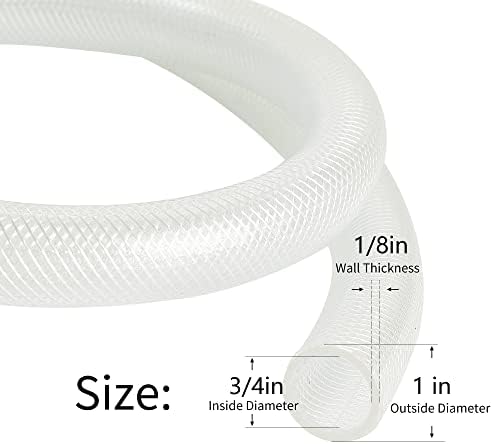 3/4 'ID × 1' OD - 10 метра Прозрачна Сплетен Пластмасов Маркуч Винил тръба, Гъвкава Армированная PVC Тръба за