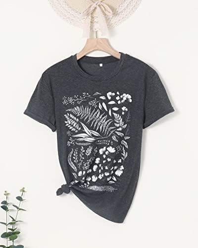 Дамска Лятна Тениска с Изображение на Ботаническата Областта на Цвете, Свободна Блуза С Флорални Принтом Топ С Цветен Модел За