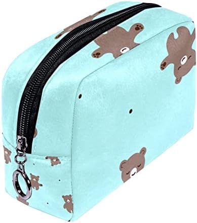 TBOUOBT козметични чанти за Жени, Косметичка За Пътуване, Органайзер за Тоалетни Принадлежности, синьо cartoony мечка