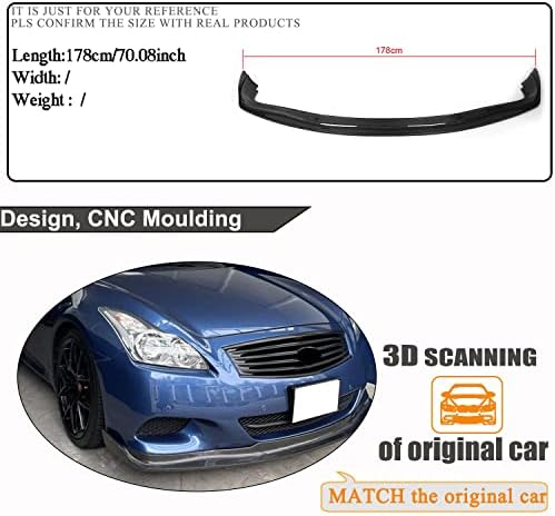 MCARCAR КОМПЛЕКТ за устни на Предната Броня от Въглеродни влакна за Infiniti G37 Coupe, Без IPL 2009-2013 Преден Спойлер,