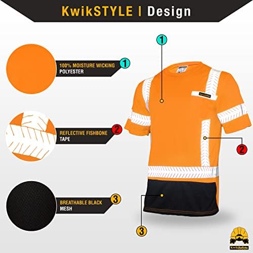 KwikSafety - Шарлот, Северна Каролина - Защитни ризи Премиум-клас с къс ръкав [Цялата деколте, яка, копчета и ципове] от Клас 2 ANSI Тестван OSHA