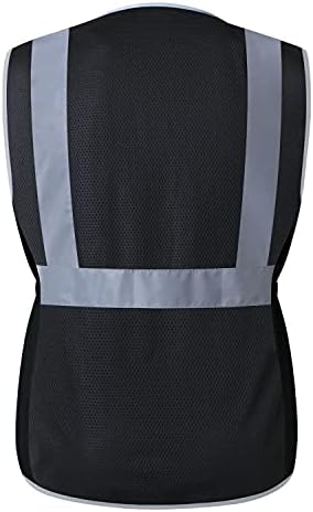 RSMINUO, отразяваща жилетка за безопасност за жени, окото дишащи дамски работни дрехи с джобове и цип