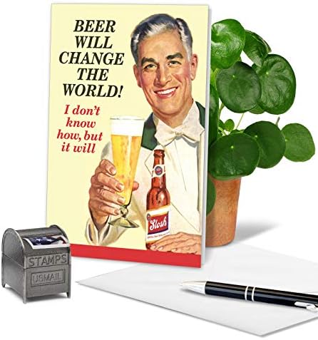 NobleWorks - Хумористичен Картичка за Деня на бащата с Плик - Смешно Поздравителна картичка за татко, баща, Дядо, - Смяна на бира 0183