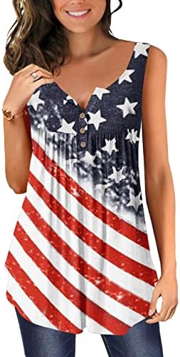 На 4 юли, Туники с Флага на САЩ, на Женската Риза, Прикрива Корема, Лятна Ежедневни Празнична Блуза с Къс