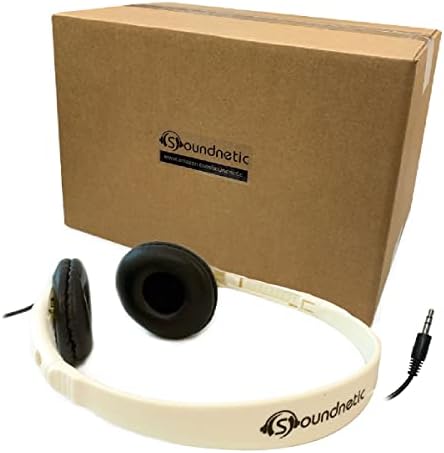 Стерео слушалки Soundnetic SN401 за обучение в класната стая с подложки от изкуствена кожа, бели, количество 100