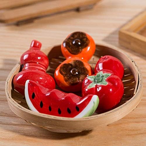 ORYOUGO Комплект от 4 Червени Домати и Диня, Керамични Държач За Щеки за Хранене, Творчески Поставка За Плодни Пръчки,
