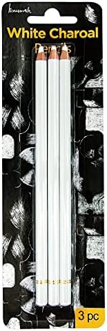 Професионален набор от бели въглища моливи - Brusarth, 3 предмета, които Отделят Скица Бели Моливи за рисуване, Скици, Перо, Перушина, Бял Тебешир, Моливи за начинаещи и х?