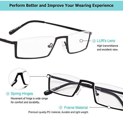 LUR 3 опаковки на метални очила за четене в полукръгла рамка + 4 опаковки класически очила за четене (само 7 двойки ридеров + 4,00)