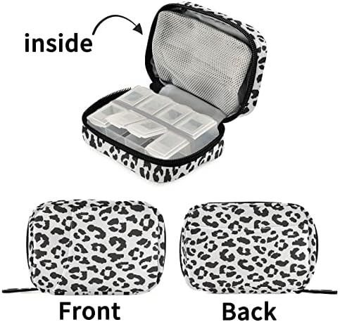 Fustylead, е Черно-Бяла Чанта-Органайзер за Таблетки с Леопардовым Принтом, за Пътуване, джоб, Малка Кутия за Хапчета,