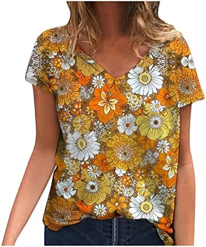 Реколта Върховете Y2K с Флорални принтом за жени, Лятна Модна тениска с Изображение, Тай-боя, Блуза Свободно Намаляване