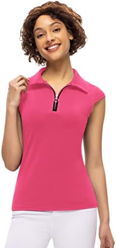 Дамски ризи Топка за голф Без ръкави С яка с цип UPF 50 + Тенис Фланелка Леки, бързо съхнещи Върховете