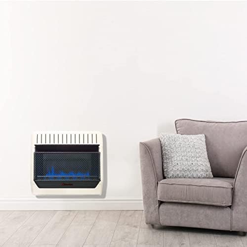 Двугоривната нагревател HearthSense със син пламък, без вентилационни отвори, със стойка и вентилатор в пакет - 30 000