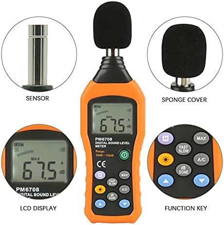 Измерител на шума TWDYC LCD Цифров Аудио Децибеловый Измерване на Нивото на шума Тестер 30-130 db
