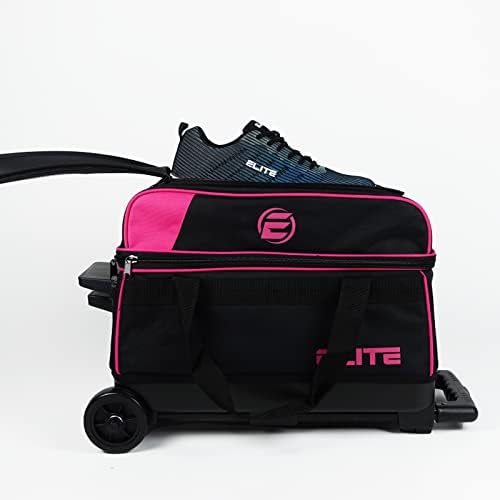 Чанта за боулинг Elite Basic Double Roller с 2 топки за колела | Голям, най-Горния джоб за аксесоари или обувки за боулинг до 15 размер | Прибиращ се дръжка се Разширява до 37 инча