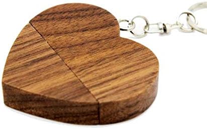 A Plus + Високоскоростен USB стик 3.0 Memory Stick 64 GB във вид на дървени сърце от орехово дърво USB 3.0