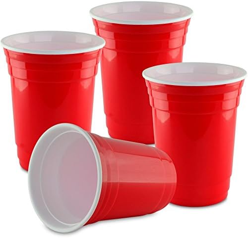 Двойна стена на 16 грама. Червена чаша за партита - 4 опаковки - Множество Чаша за напитки - Изолирано за пиене на бира