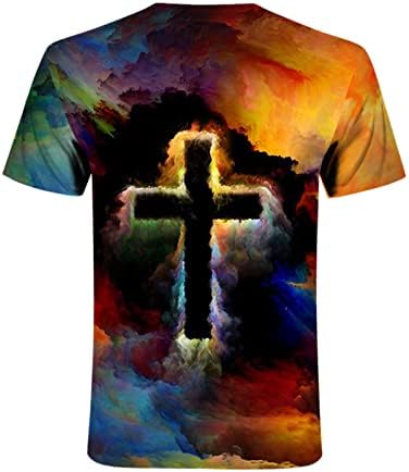 Мъжки Модни тениски с 3D Принтом Кръста на Исус, Къс Ръкав, Забавни Графики Тениски, Потници, Християнски Религиозни Библейски Тениски