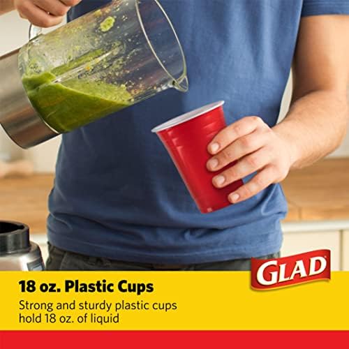 Еднократни пластмасови чаши Glad червен цвят, за ежедневна употреба, 16 мл | 100 Пластмасови еднократни чашки, Трайни 16