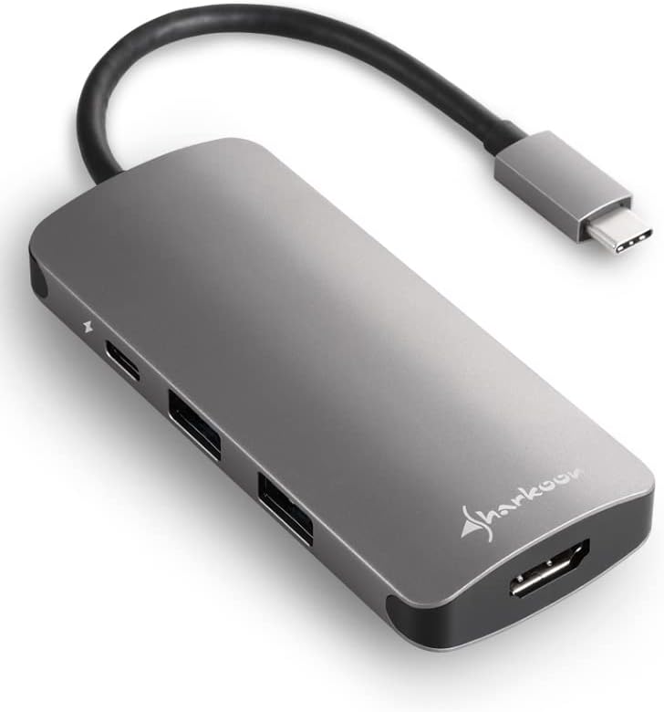 Многопортовый Адаптер Sharkoon USB 3.0 Type C-Тъмно Сив
