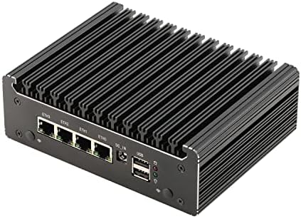 Устройство защитна стена HUNSN Микро, Мини-КОМПЮТЪР, OPNsense, VPN, Компютър-рутер, Intel Celeron N4505, RS41, AES-NI, 4 x 2.5 GbE I225 B3, Конзола, Type-C, HDMI, DP, Слот за SIM-карти, 16G RAM, SSD 128G