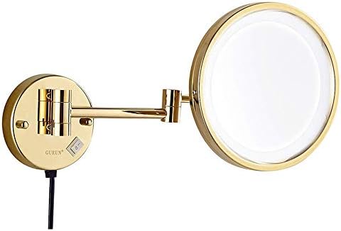 LIANXIAO - Огледала За грим с Увеличительными светодиодни Лампи, Огледало за Бръснене в Банята на Хотела, с щепсел, Двойно Сгъваеми Стойки, Стенни Огледала (Размер: 5X)