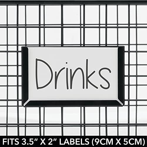 mDesign Малък Метален Жично Органайзер за съхранение на Кошници с един слот за етикети за Кухненски килер и Рафтове