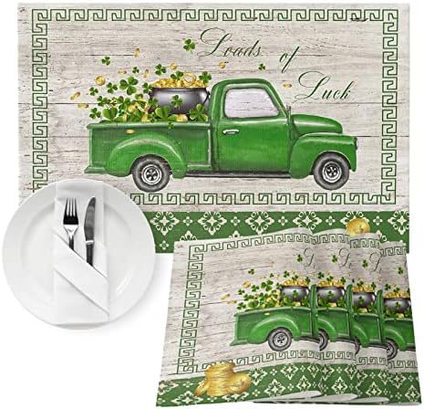 Комплект Кърпички за Деня на Свети Патрик от 4 парчета, Селски Фермер камион с Златни Монети, Листа от Детелина,