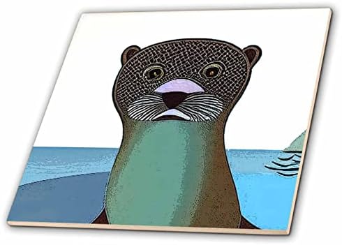 3dRose Готина забавна сладък странен морска видра в стил Пикасо, художествена плочки в стила на кубизма (ct-371892-7)