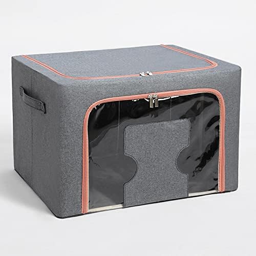 Кутия за съхранение на дрехи WeiSha, Прозрачна Сгъваема Кутия за съхранение на Бельо от Памучен плат, Кутия за сортиране на играчки, Кутия за съхранение на 24l2, стоманен