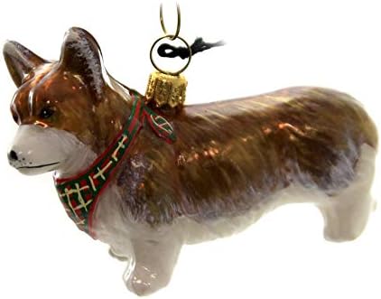 Радост на Света Стоящи куче порода вельш-Pembroke corgi с Банданой от Полски стъкло Коледна украса