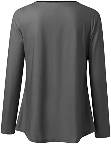 iLUGU Дамска Мода Плътен Цвят С Дълъг Ръкав и Копчета на Ежедневните Свободни Топове Блуза, Риза Женска Тениска