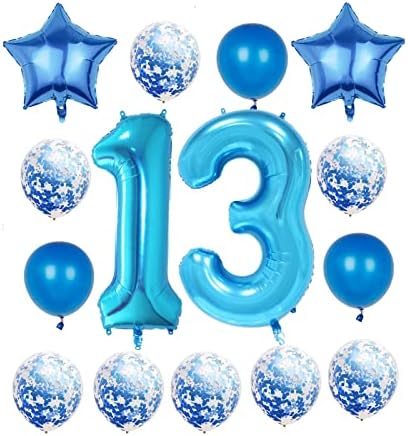 Украса на 13-ия Ден от Раждането, за да проверите за Партита, Син балон с номер 13, 40-Инчови Гигантски Балони от фолио
