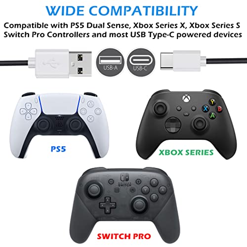 Кабел за зареждане USB C, съвместим с контролера PS5, 10-крак кабел за бързо зареждане зарядно устройство, USB Type C е Съвместим с контролери на Playstation 5 PS5 Dual Sense, Xbox X Series /Сери