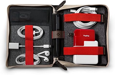 Раница Twelve South BookBook CaddySack | Пътна чанта от естествена кожа за зарядни устройства, Кабели и адаптери