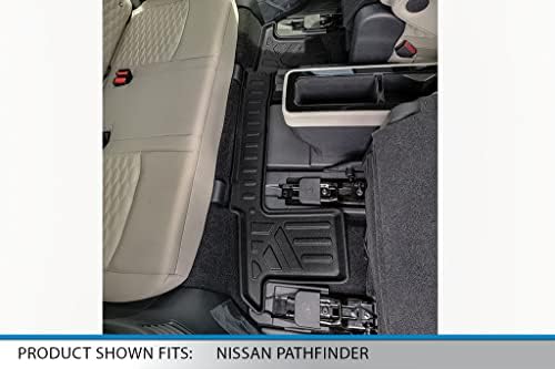 Подови постелки SMARTLINER Custom Fit 3-вграден комплект обшивки Черен цвят, който е Съвместим с Nissan Pathfinder 2022-2023