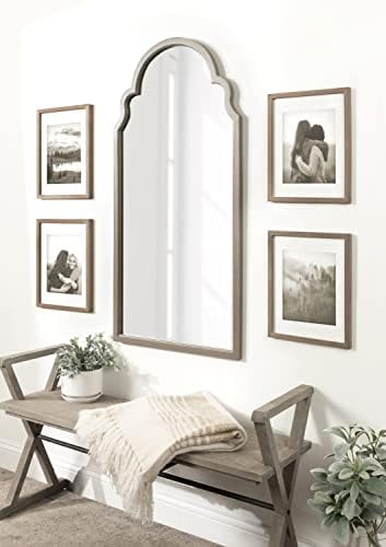 Арочное Стенно огледало в дървена рамка Кейт и Laurel Хоган, 24 x 48, Сиво, Мароканско Стенно огледало в стил Фермерска