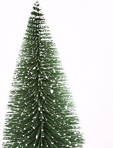 Коледен Орнамент Amosfun Мини Мат Плот Коледна Бор с Дървена Основа Коледна Украса за Дома Партита - 15 см